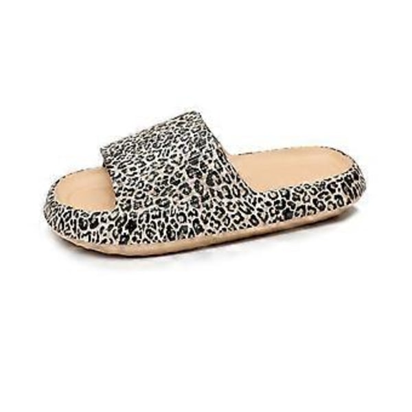 Sommer-slides for kvinner Myke tykke såler EVA Bad Ikke-skli tøfler Leopard Graffiti Sandaler (42 43)
