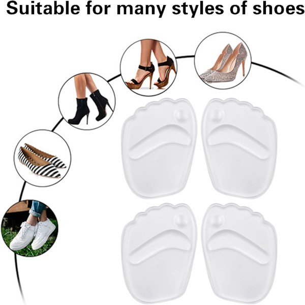2 par gel inläggssulor halkfria framfots metatarsal pad, för kvinnor hög klack (transparent)