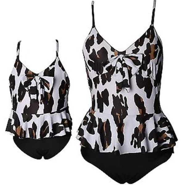 Flickbaddräkt Tvådelad Bikini Set Volang Falbala Badkläder Baddräkter-e( J2004-black One Piece)