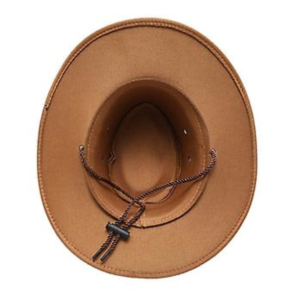 Herre Faux Læder Mode Bucket Cap Cowboy Fedora Hat Bredskygget Udendørs Hatte (Brun)