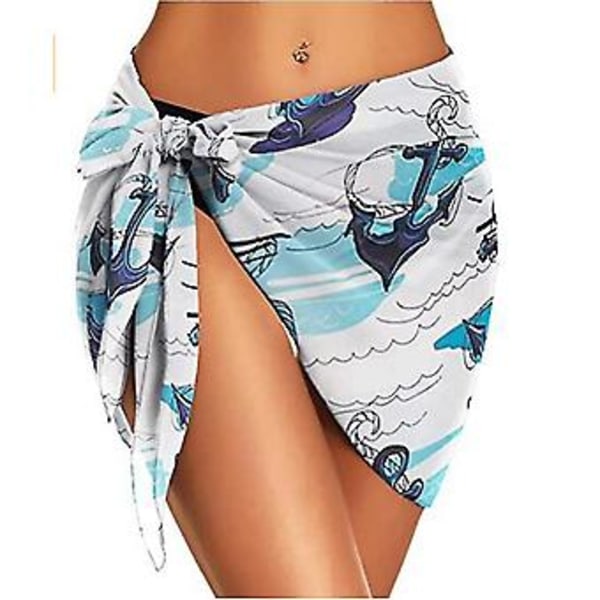 Strand Sarong Kjole Badetøj Cover Ups Til Kvinder Åndbar Hurtigtørrende Sarong Skørt (208*50cm Sømand)