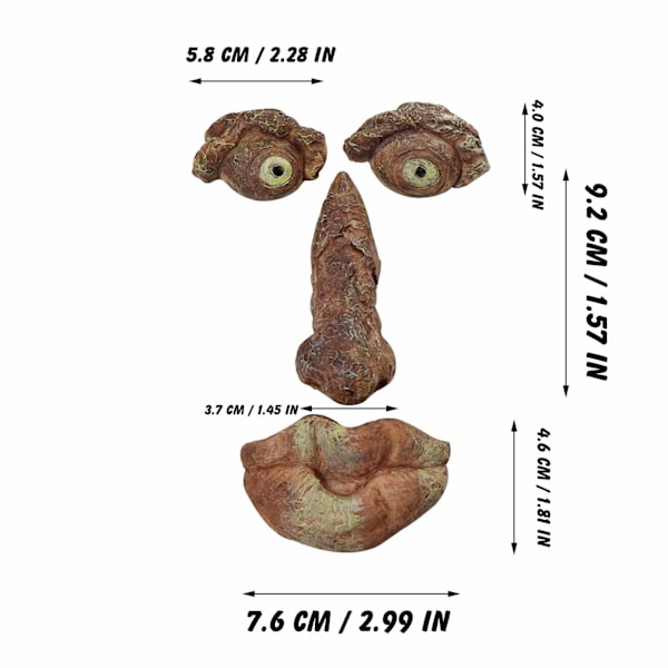 Vanhan puun kasvojen 3D-taidekoristeet