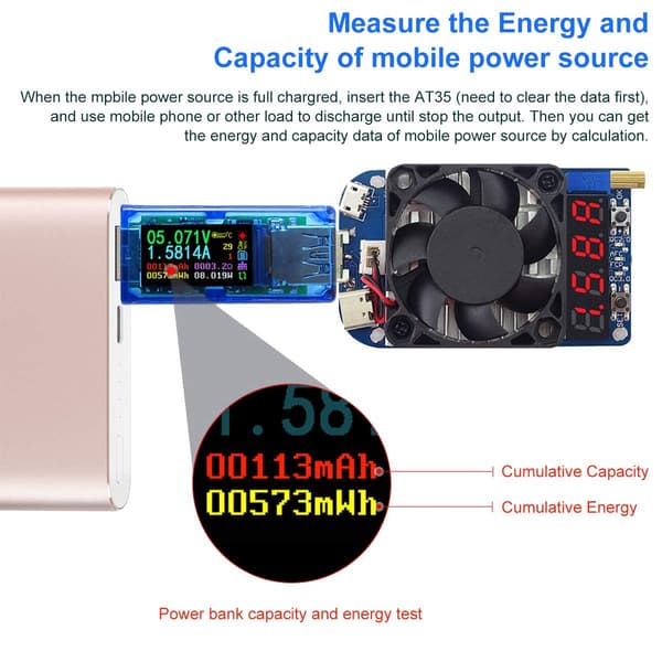 USB 3.0 Tester Multimeter 3.7-30V 0-4A USB Digital Strøm og Spænding