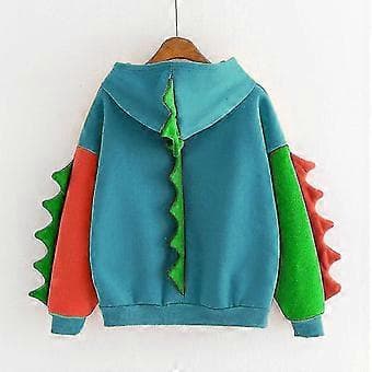 Dame Efterår/vinter Hættetrøje Uregelmæssig Dinosaur Sammenstød Hætte Langærmet Sweatshirt #blå L