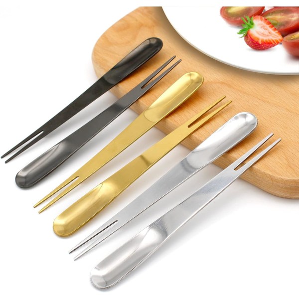 Børne Gaffel, 6 Stykker Dessert Gaffel, Dual-use Frugt Gaffel, Exq