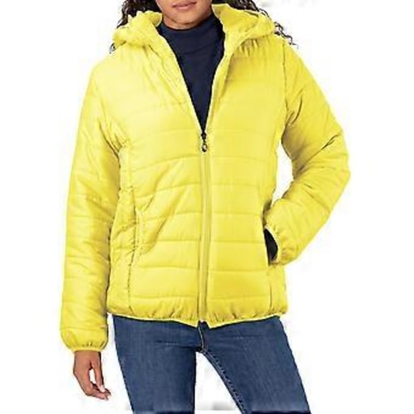 Lättviktiga Vadderade Höst Vinter Jackor Damjackor Med Huva Ultralätta Quiltade puffer Enfärgad Kappa för Varm Ankduns Kappa (L blå)
