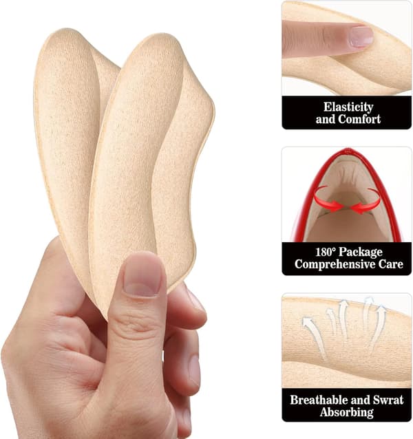 Beige 2 par klack- och hälskydd dynor blåsbildningsförebyggande kuddar mockaskoskydd tillbehör f