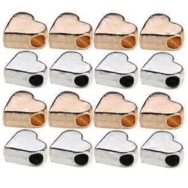 1 Set med 100 st Berlocker Legering Kärlek Hjärta Form Pärlor Litet Hål Distans Pärlor DIY Smyckestillbehör för Armband Halsband (Silver Guld)