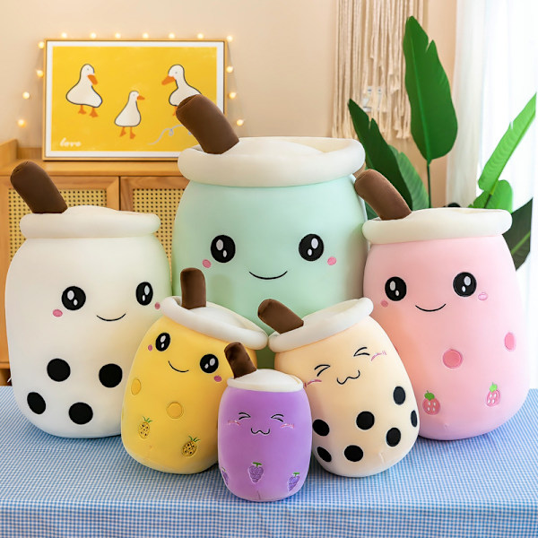 Sööt Plush-nukke Piirretty Boba-maitojuomakuppi Plush-lelu Pehmeä & Mukava