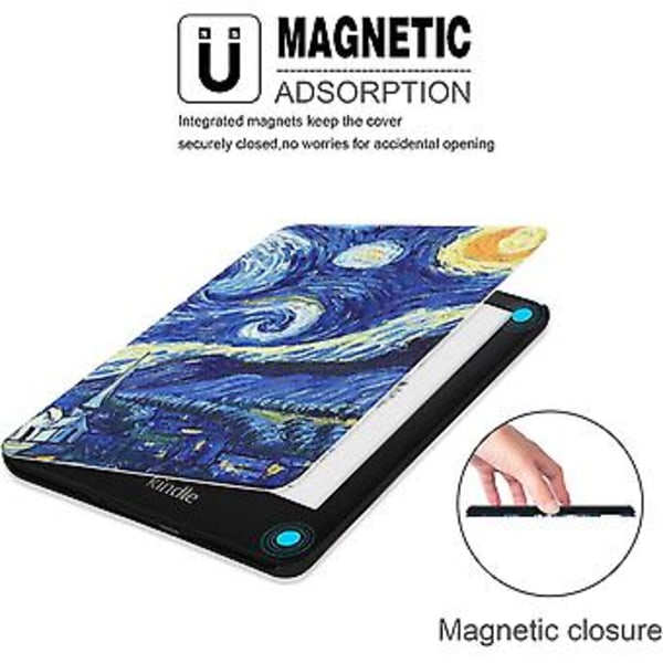 Etui for helt ny Kindle 2019 - Slank lærdeksel med automatisk søvn/våkne-funksjon, malt skall, beskyttende etui for Amazon helt ny Kindle (10. generasjon)