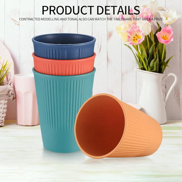 4 stk. 300 ml ubrydelige kopper, genanvendelige plastikkopper, bærbare C