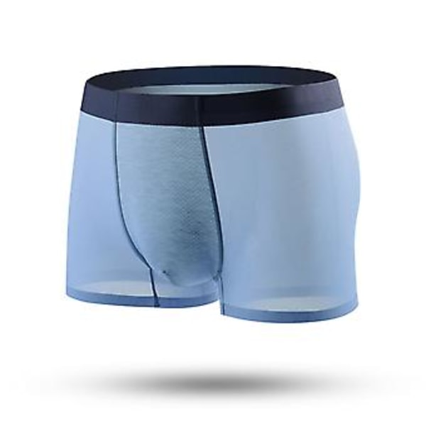 Uudet miesten alushousut, klassiset pehmeät hengittävät bokserit, silkkiset bokserit, terveyttä edistävät (L safiirinsininen)