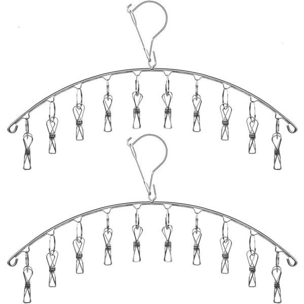 2-pak rustfrit tøj tørrestativ med 10 klemmer til sokker