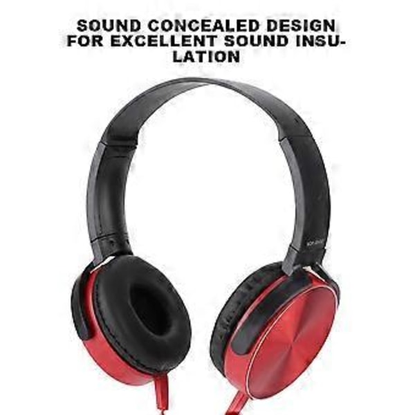 Kannettavat melua vaimentavat pyörivät kuulokkeet subwoofer-äänellä, stereo, langalliset, punaiset