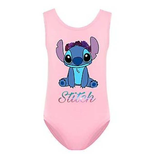 Flickor Barn Stitch Tryckt Monokini Baddräkt En Delig Cartoon Badkläder Baddräkt (11-12 År Rosa)