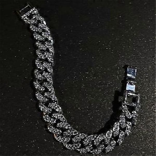 herrearmbånd, legeringsarmbånd, hip hop-stil, rhinestone-armbånd, dobbelt række cubansk kæde