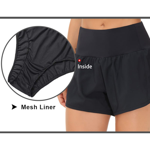 （L）Dam snabba torra löparshorts med fickor