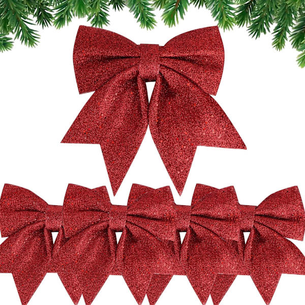 5PCS Julebåndssløyfe 24cm Stor Størrelse Julebuer Bånd B