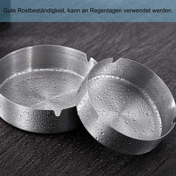 10cm Set med 2 runda rostfria askkoppar för bar, restaurang,