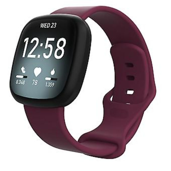 Til Fitbit Versa 3 / Sense Silikon Urrem Størrelse: L (Lilla Rød)