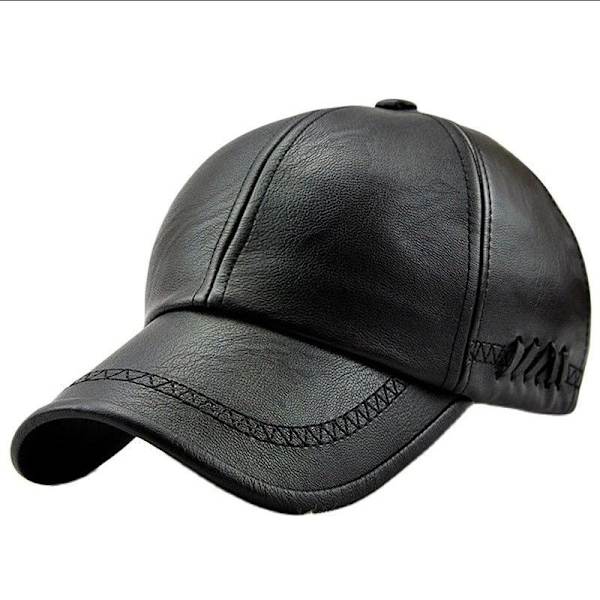 Herre Læder Baseball Cap Justerbar Cap Sports Hat Hat Bonnet F