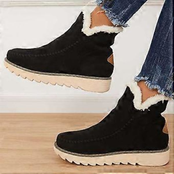 1 Par Klassiska Halkfria Ankel Uggs för Kvinnor Svart Bomull 1 Par Varma Snökängor Mikrofleecefoder (41 svart)