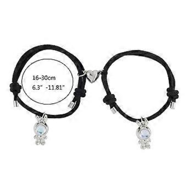 Magnetiske Kaniner Armbånd Gensidig Tiltrækning Magnet Matchende Armbånd Flettet Reb Armbånd til Ham Hende Par Smykker sort rød (sort rød)
