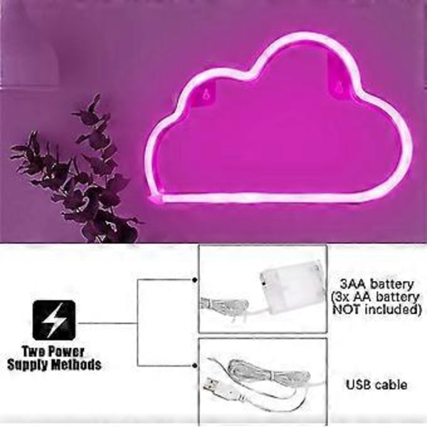 Moln Neon Skyltar, Neon Skylt för Väggdekor, Neonljus för Estetisk Rumsinredning, USB/Batteridrivna LED Neon Skyltar för Sovrum, Vardagsrum, Jul