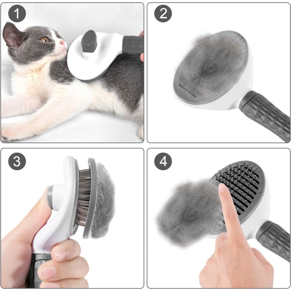 Universal Cat Grooming Brush - For langt hår - Automatisk rengjøring