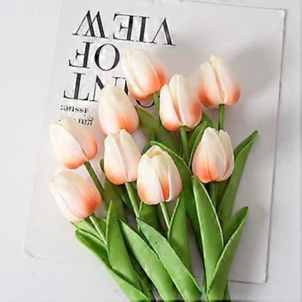 10 st Tulpan simuleringsblomma bröllop hem hotell dekoration falsk blomma simuleringsväxt (champagne)