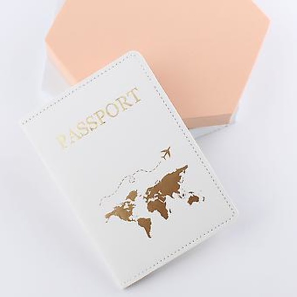 Passfodral Skydd Läder ID-fodral Korthållare Reseplånbok Tillbehör (Vit)