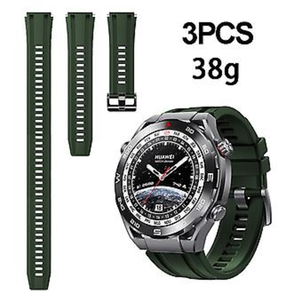 Silikonreim for Huawei Watch Ultimate 3-pakks lengre stil (Grønn)