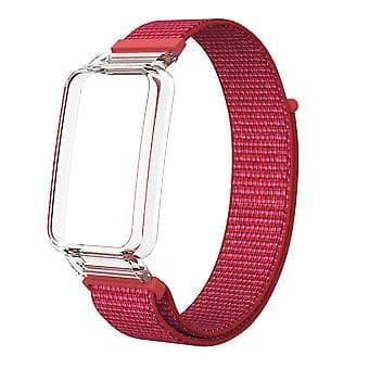 PC-etui + Nylon Loop-rem til Xiaomi Mi Band 7 Pro (Rød)