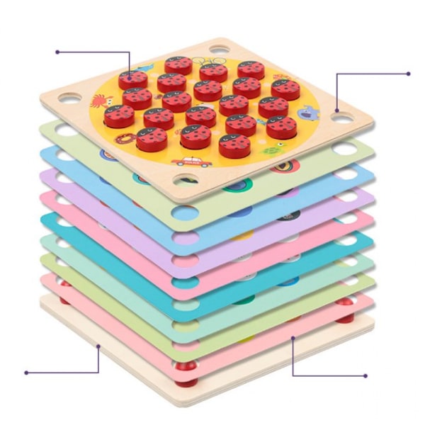 Leksak Nyckelpiga Trädgård Memory Game – Pedagogiskt Träspel för Barn