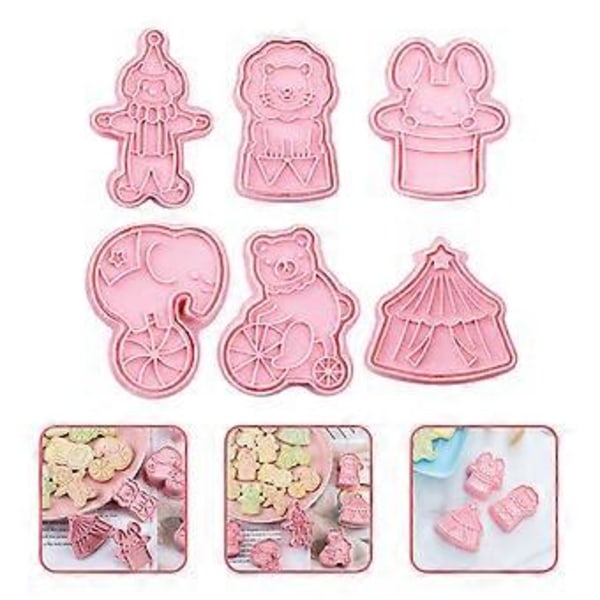 6 st Cirkus Kakformar Cirkus Fondantformar Plastformar Köksbakningsverktyg