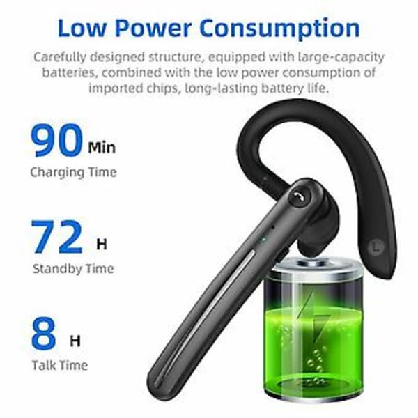 Trådløst Bluetooth 5.0 Ørepropp Headset Lastebilsjåfør Kjøreørepropper Støyreduserende (Svart)
