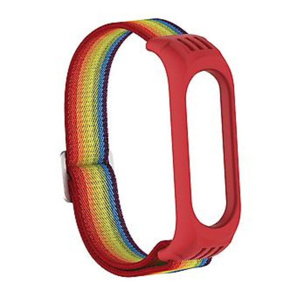 Til Xiaomi Mi Band 3 / 4 / 5 Twill 8-formet Spænde Urrem (Regnbue)