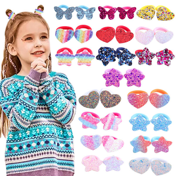 36 st hårband Scrunchies Hårhästsvans Olika stilar Flerfärgad Glitter för små flickor Ki