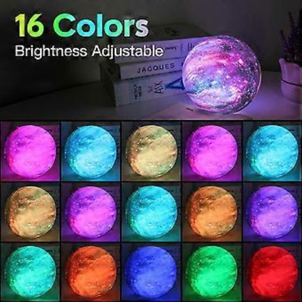 Månljus Galaxlampa LED 3D Månlampa, Fjärrkontroll och Touchkontroll Lavalampa Månnattlampa Present till Flickor Pojkar Barn Kvinnor Födelsedag (15cm)
