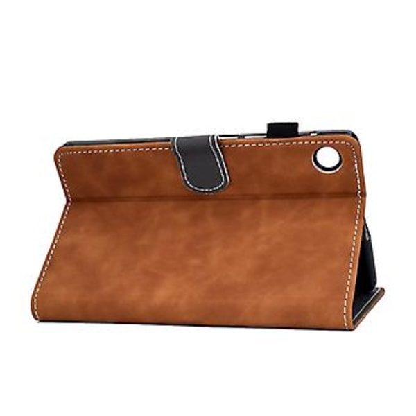 Lehmännahka-tekstuurista PU-tablettikuori Samsung Galaxy Tab A9+:lle (Ruskea)