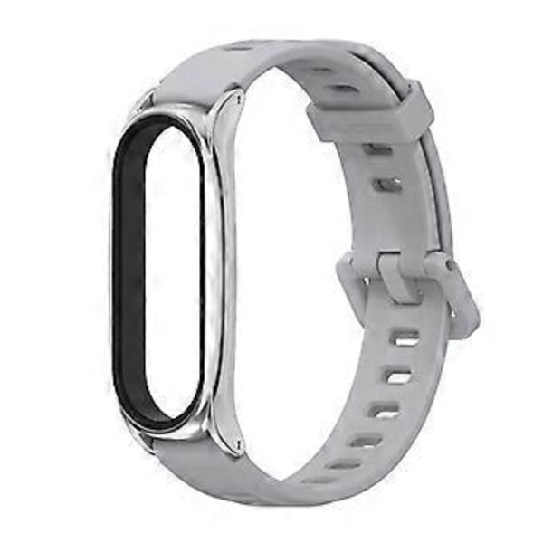 For Xiaomi Mi Band 6/5/4/3 Silikonrem + Etui (Grå Sølv)