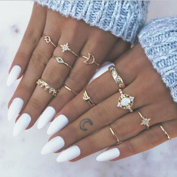13 st Kvinnors Ringset Knuckle Ringar Guld Bohemiska Ringar för Flickor