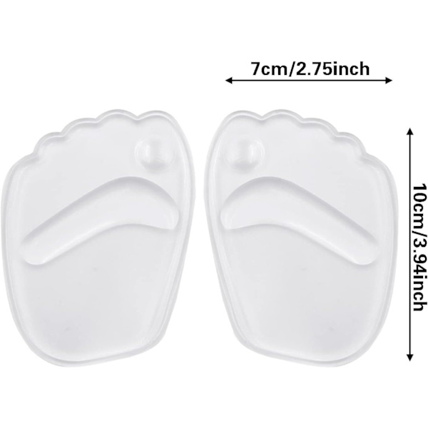 2 par gel indlægssåler Anti-Slip forfod metatarsal pude, til kvinder høje hæle (gennemsigtig)