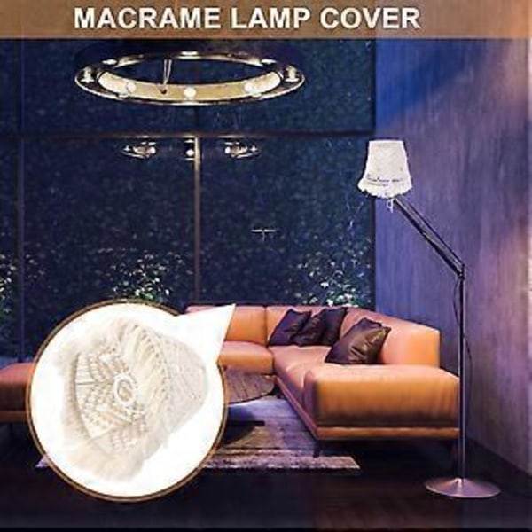1 stk. boheme macrame lampeskærm håndlavet vævet gulvlampe dækning til soveværelse