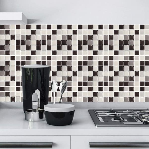 24 Stk (Grå Mosaik) Rektangulära Självhäftande Dekorativa Klinker