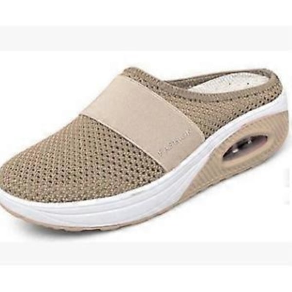 Luftputevandresko Pustende Uformelle Mesh Slip On Vandresko for Utendørs Innendørs (36 Khaki)
