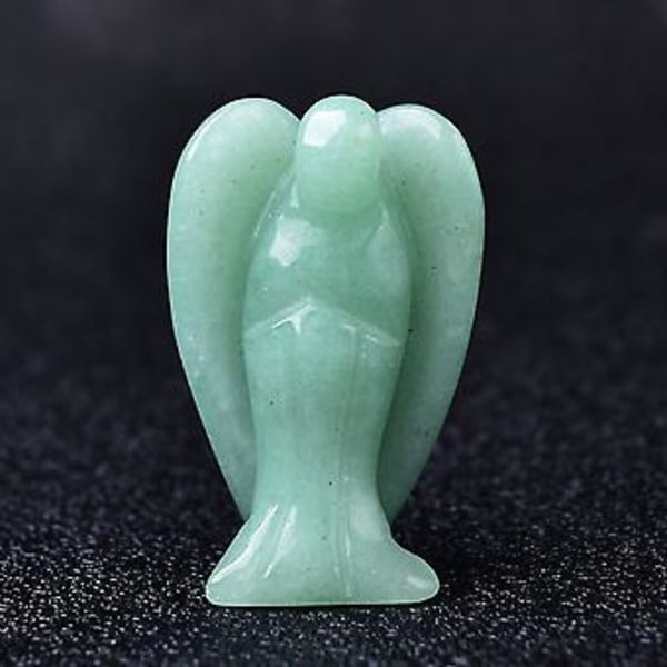 Tigerøje Engel Dekor Healing Krystaller Poleret Natursten Skulptur Statue Håndskåret (Sort)
