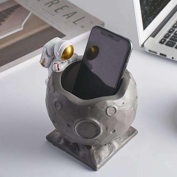 Astronaut Måne Blyant Pennekopp Holder Romfarer Figur Penne Organiser