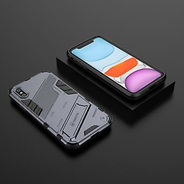 PC + TPU iskunkestävä kotelo iPhone X / XS:lle (Harmaa)