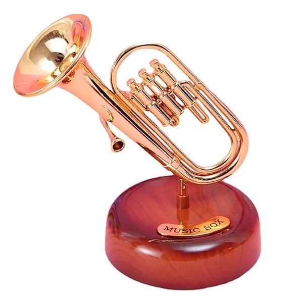 Musiklåda Klassisk Trumpet Fransk Staty Vintage Handvevad Mu